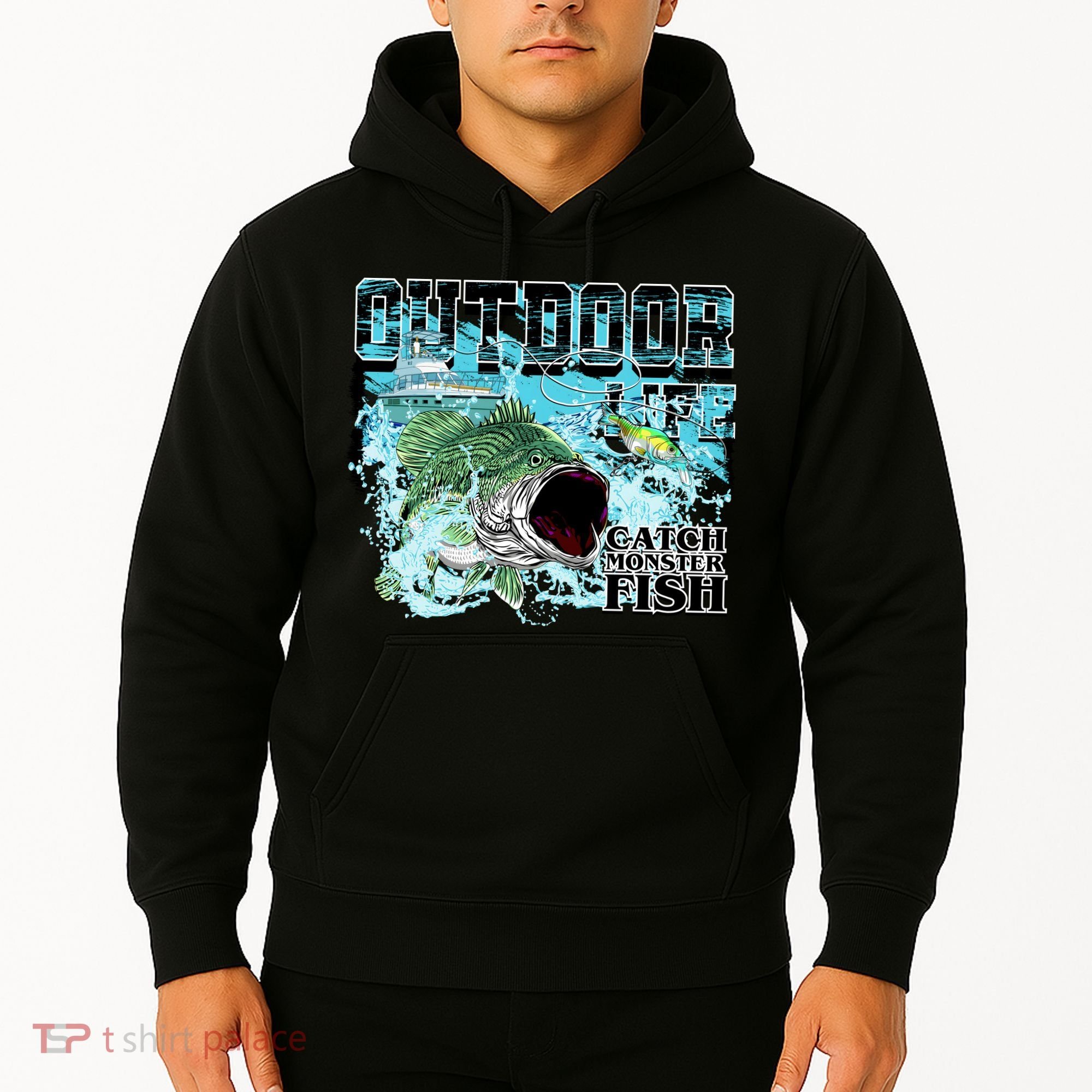 Outdoor Catch Monster Fish Large Mouth Hoodie