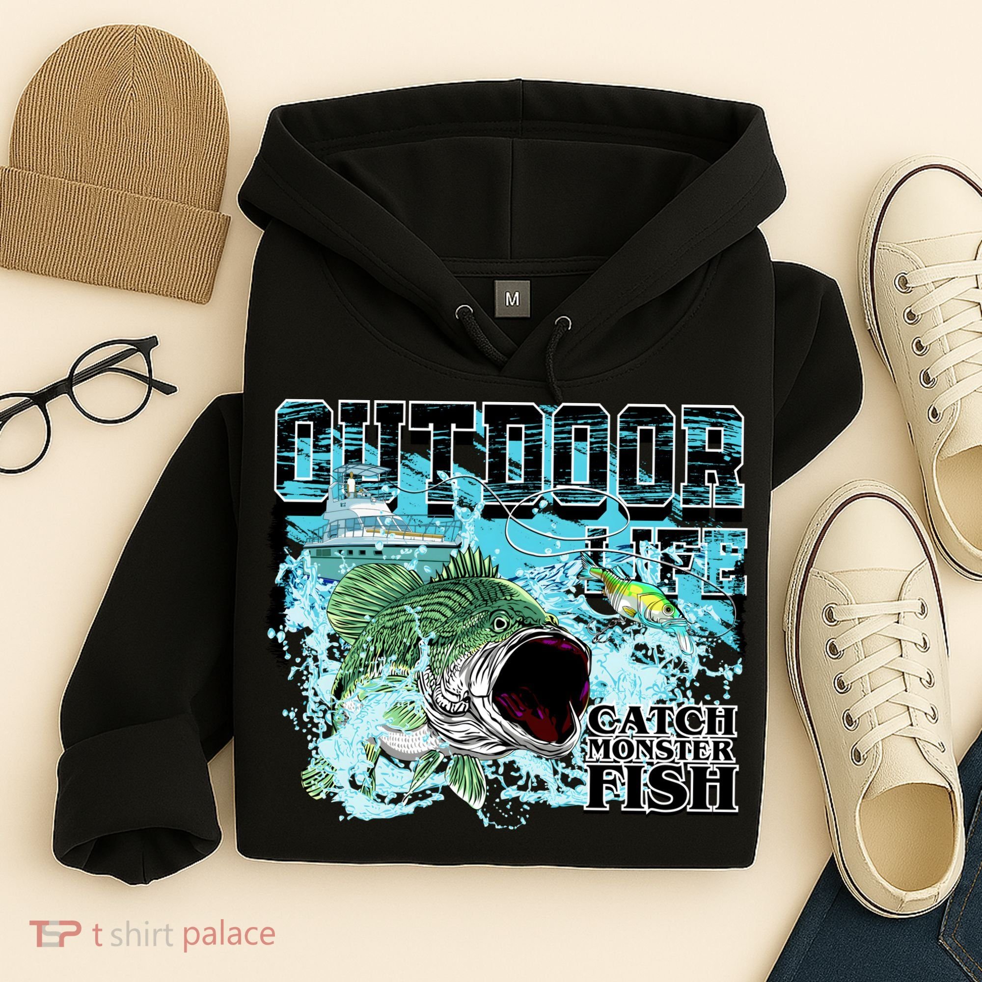 Outdoor Catch Monster Fish Large Mouth Hoodie