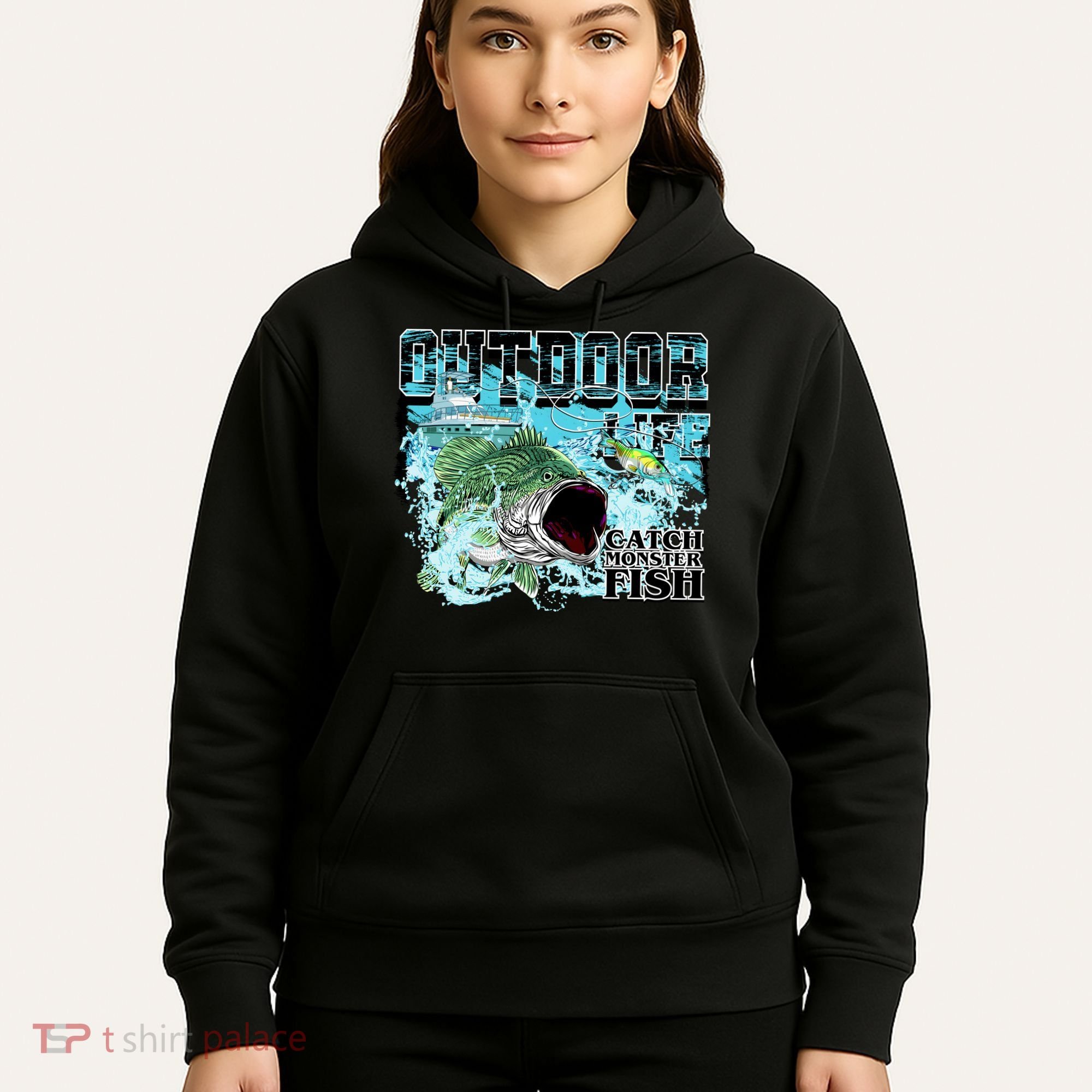 Outdoor Catch Monster Fish Large Mouth Hoodie
