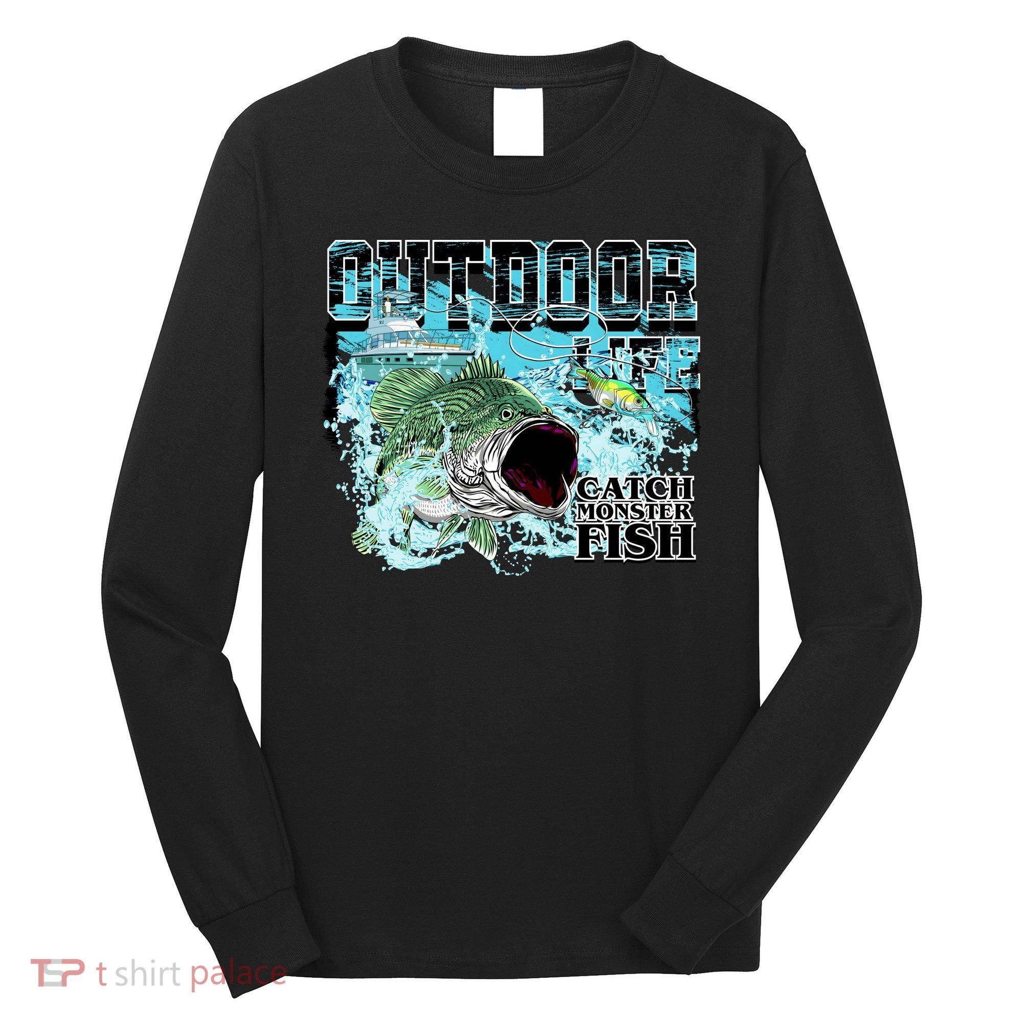 Outdoor Catch Monster Fish Large Mouth Long Sleeve Shirt
