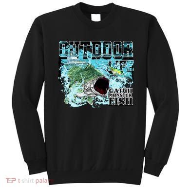 Outdoor Catch Monster Fish Large Mouth Sweatshirt