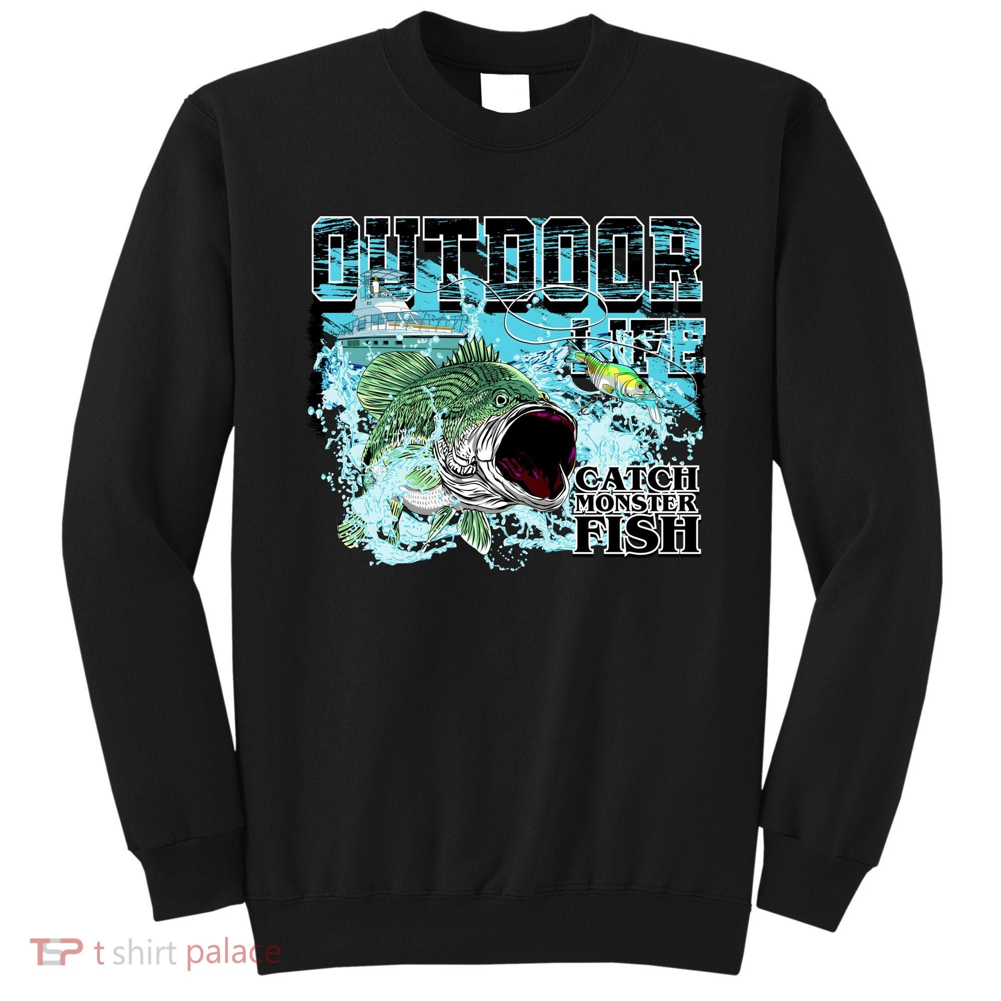 Outdoor Catch Monster Fish Large Mouth Sweatshirt