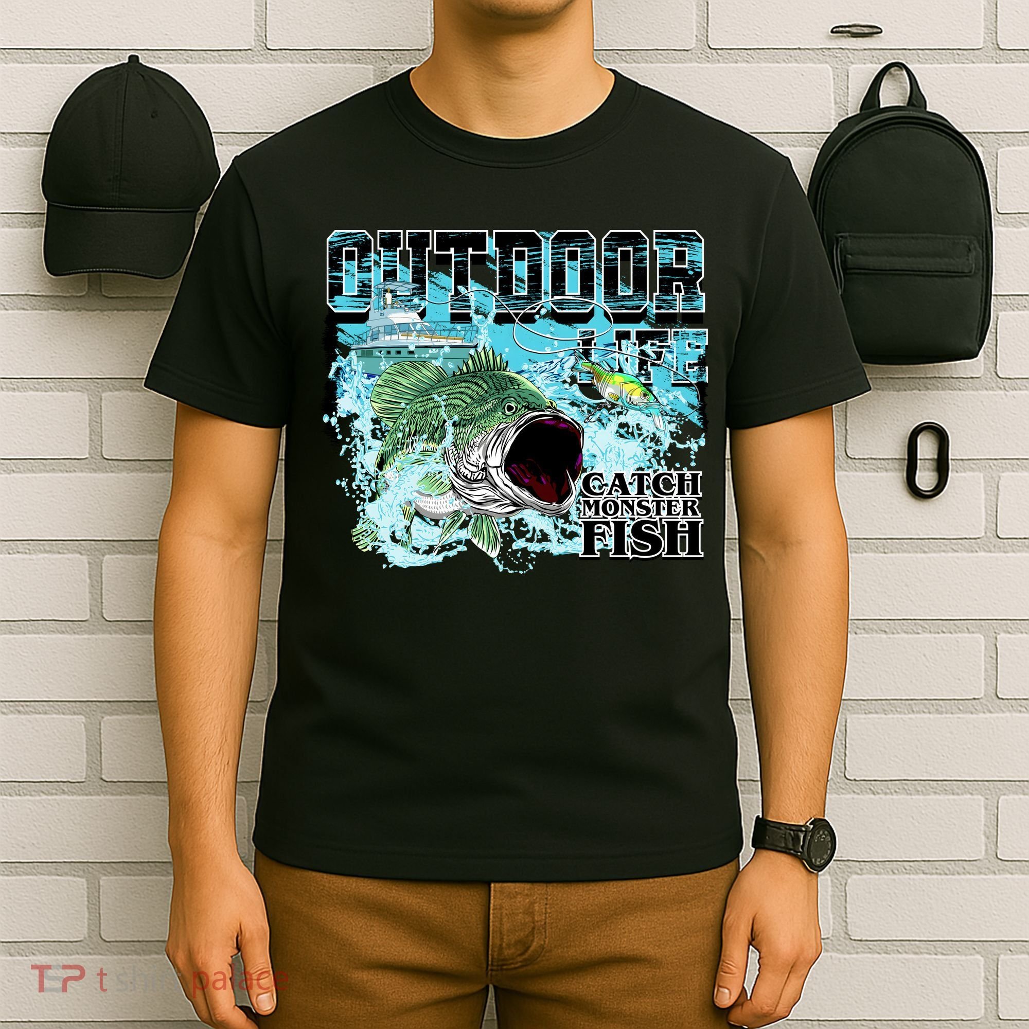Outdoor Catch Monster Fish Large Mouth T-Shirt