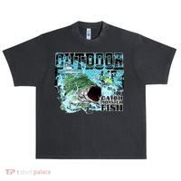 Outdoor Catch Monster Fish Large Mouth Urban Oversized Heavyweight T-Shirt thumb 0