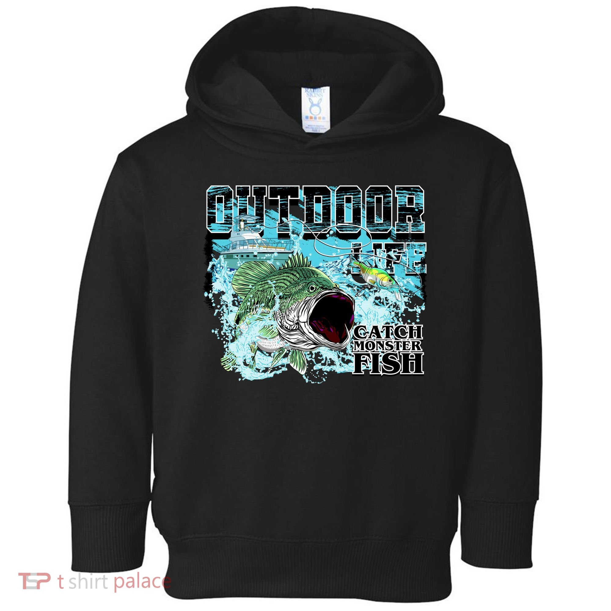 Outdoor Catch Monster Fish Large Mouth Toddler Hoodie