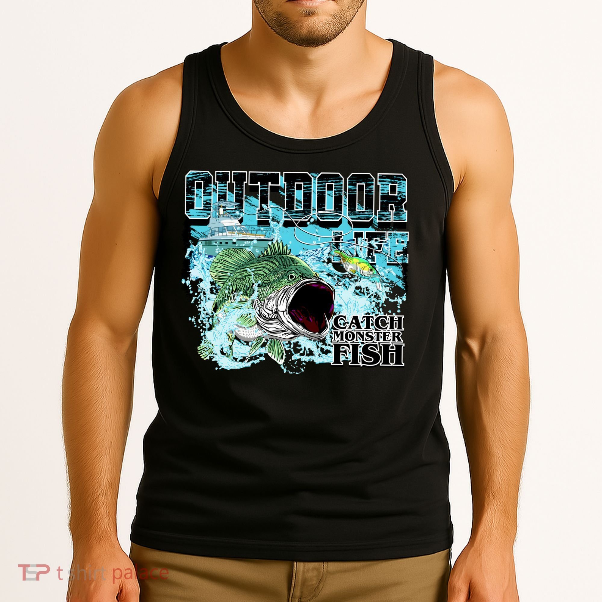 Outdoor Catch Monster Fish Large Mouth Tank Top