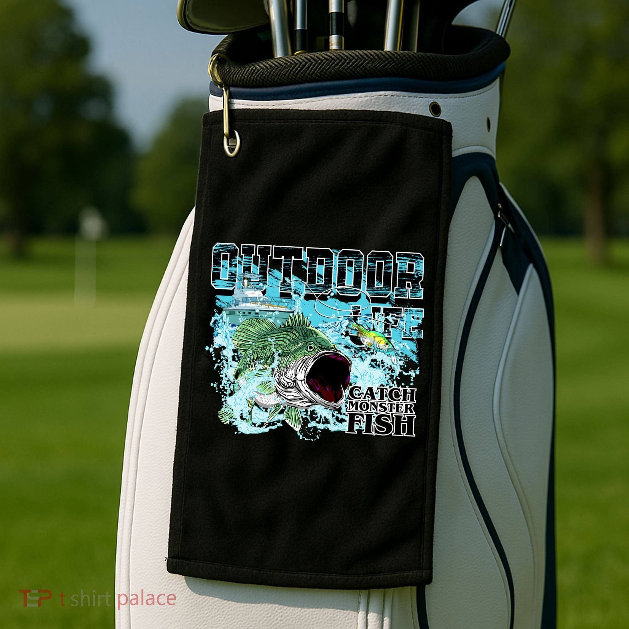 Outdoor Catch Monster Fish Large Mouth Golf Towel