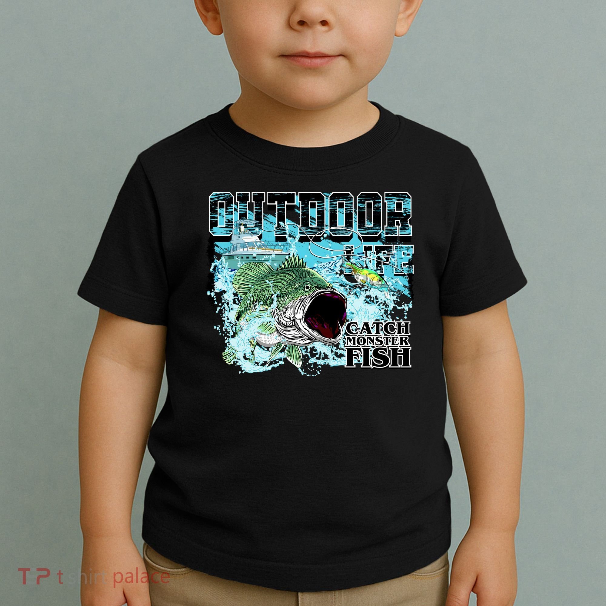 Outdoor Catch Monster Fish Large Mouth Toddler T-Shirt