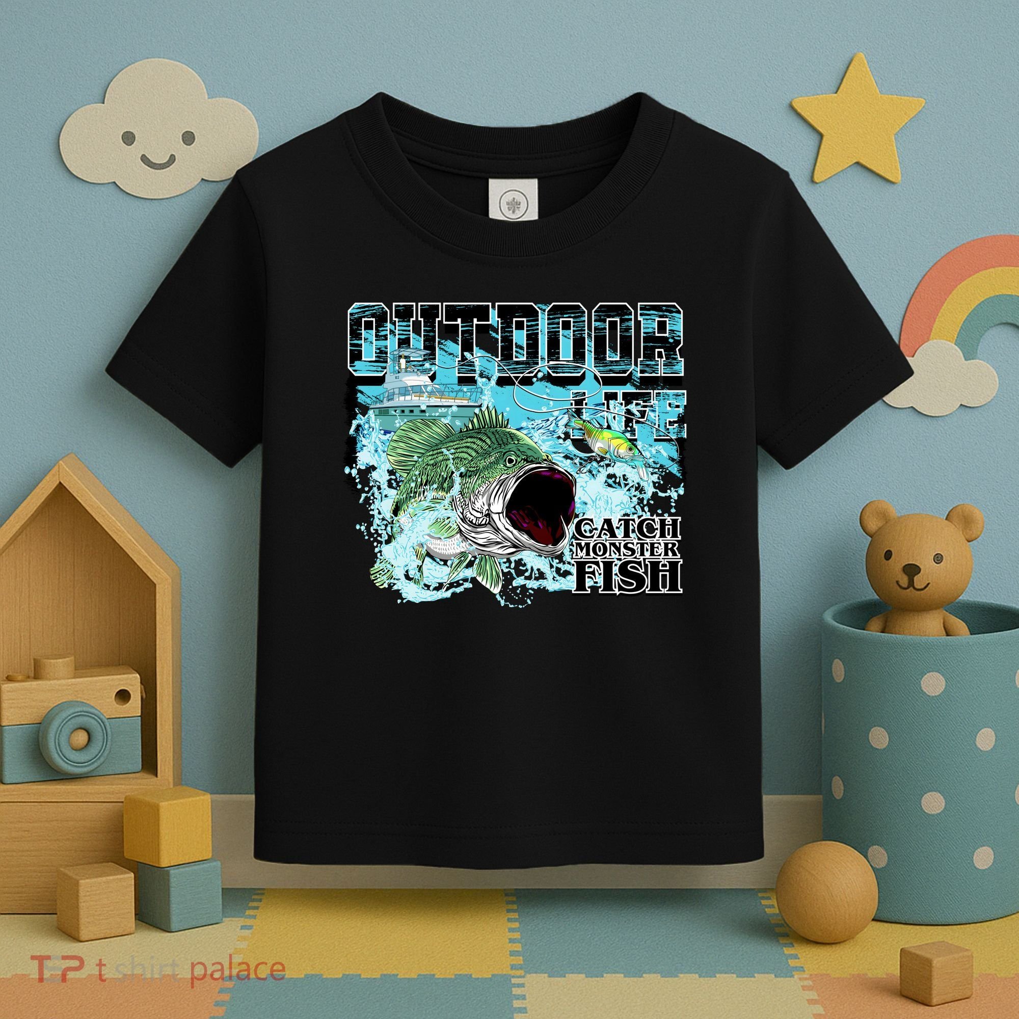 Outdoor Catch Monster Fish Large Mouth Toddler T-Shirt
