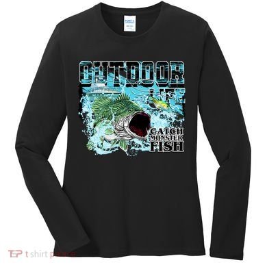 Outdoor Catch Monster Fish Large Mouth Women's Long Sleeve Shirt