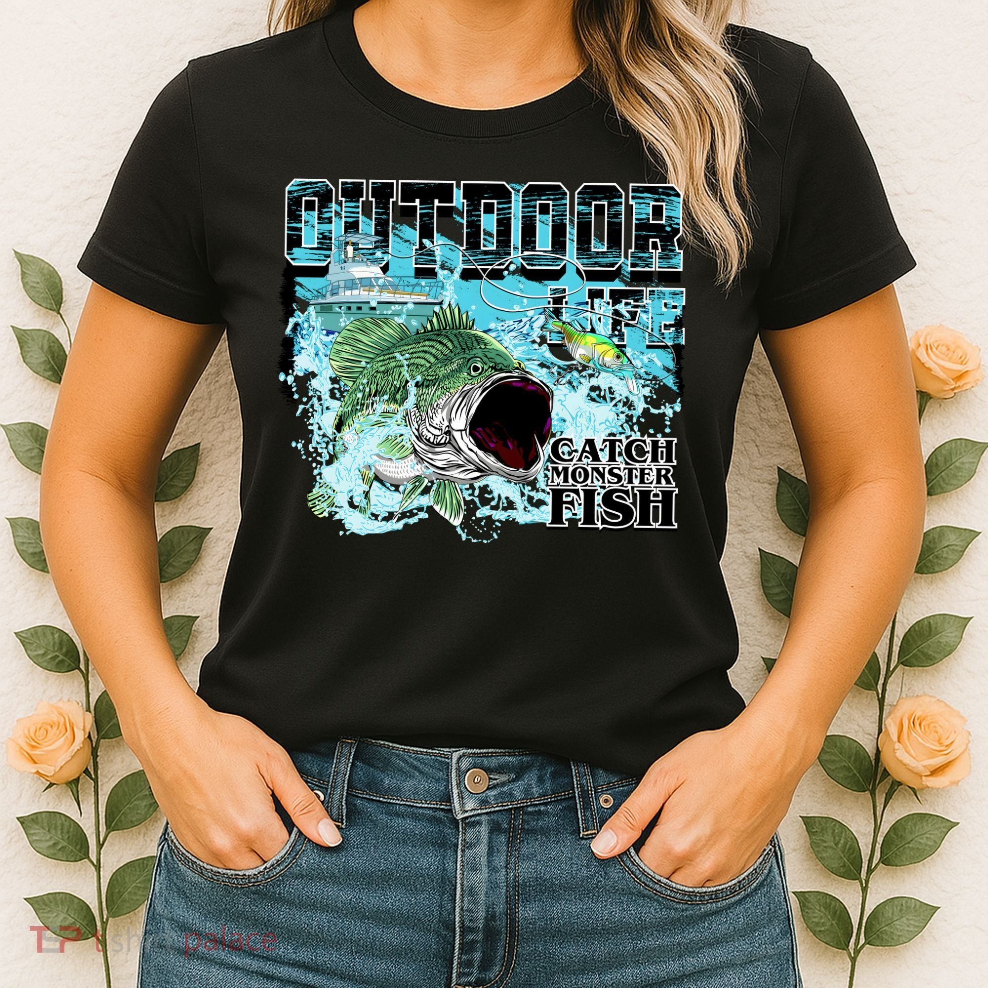 Outdoor Catch Monster Fish Large Mouth Women's T-Shirt
