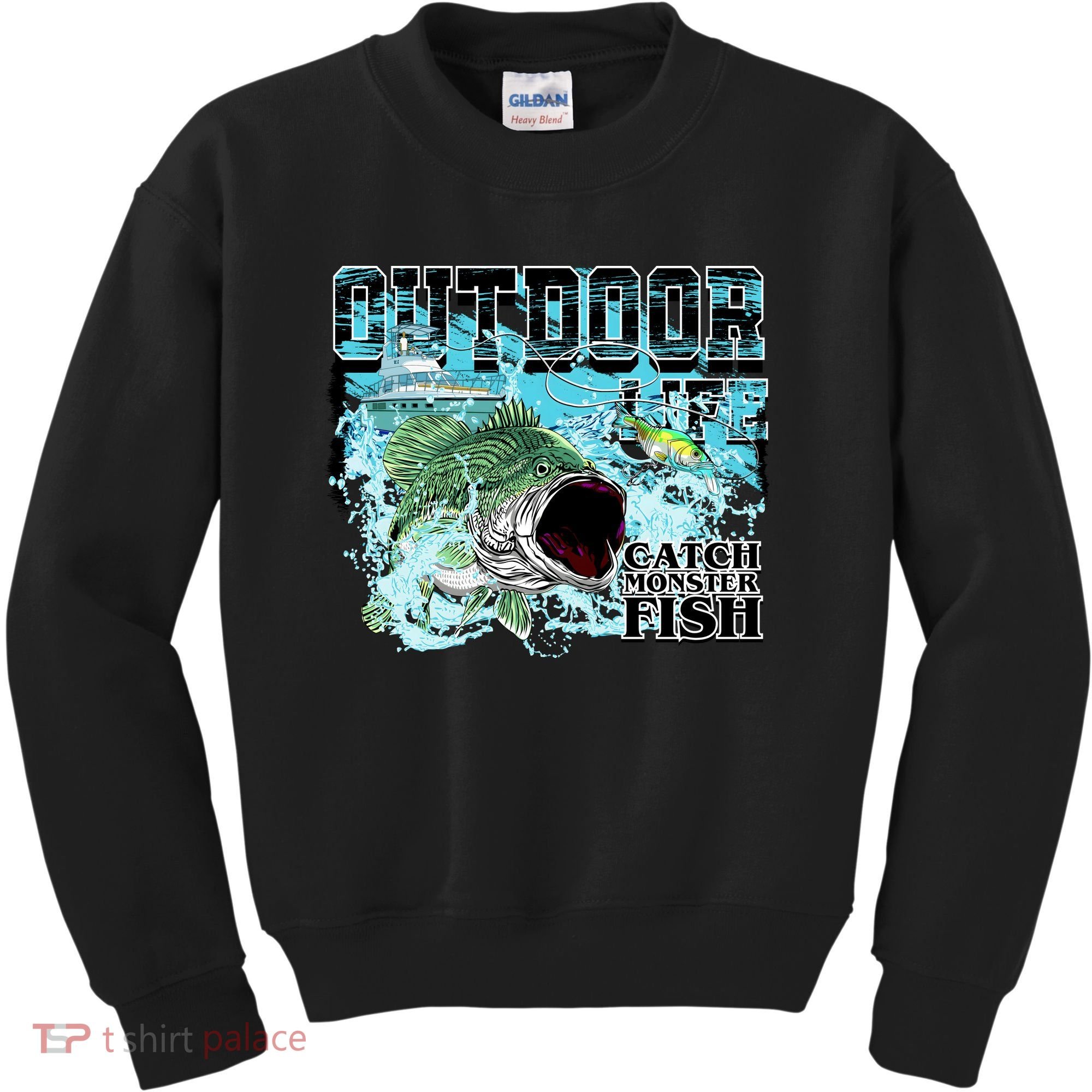 Outdoor Catch Monster Fish Large Mouth Kids Sweatshirt