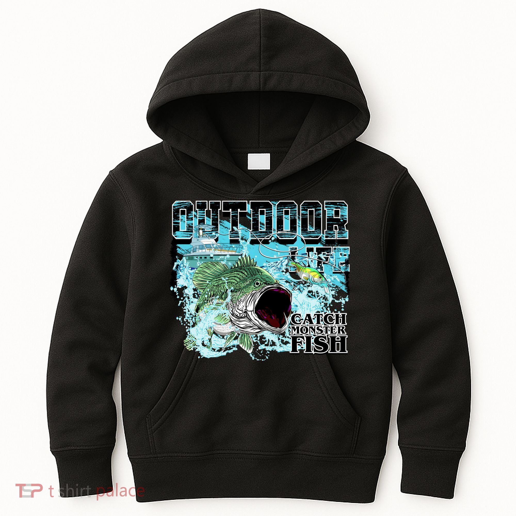Outdoor Catch Monster Fish Large Mouth Kids Hoodie