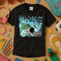 Outdoor Catch Monster Fish Large Mouth Kids T-Shirt thumb 3