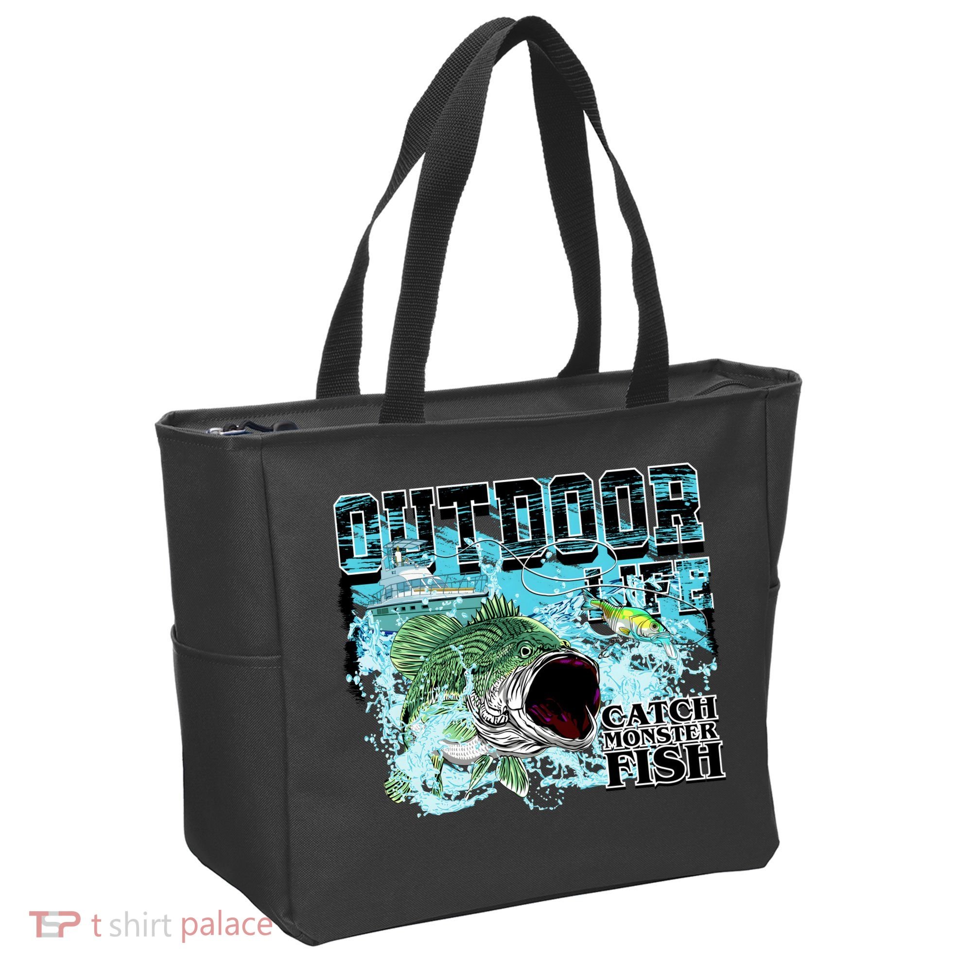 Outdoor Catch Monster Fish Large Mouth Tote Bag