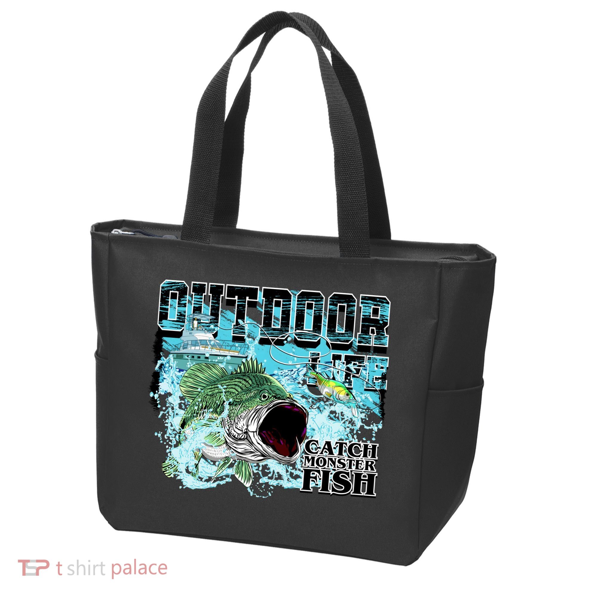 Outdoor Catch Monster Fish Large Mouth Tote Bag