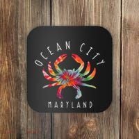 Ocean City Maryland Crab Tie Dye Summer Vacation Coaster thumb 0