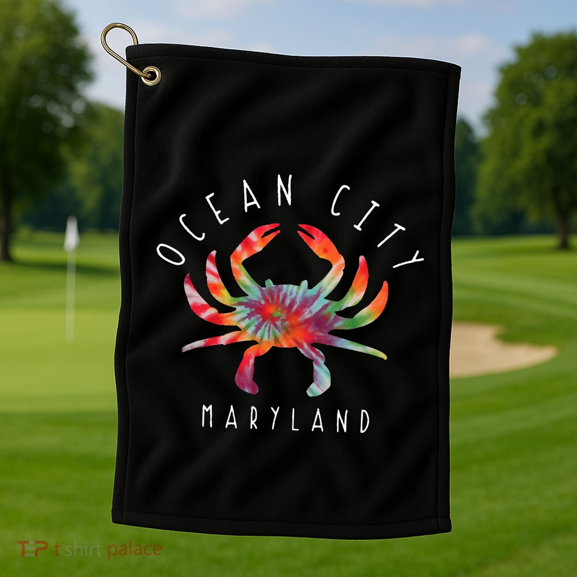 Ocean City Maryland Crab Tie Dye Summer Vacation Golf Towel