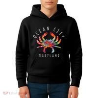 Ocean City Maryland Crab Tie Dye Summer Vacation Kids Hoodie thumb 4