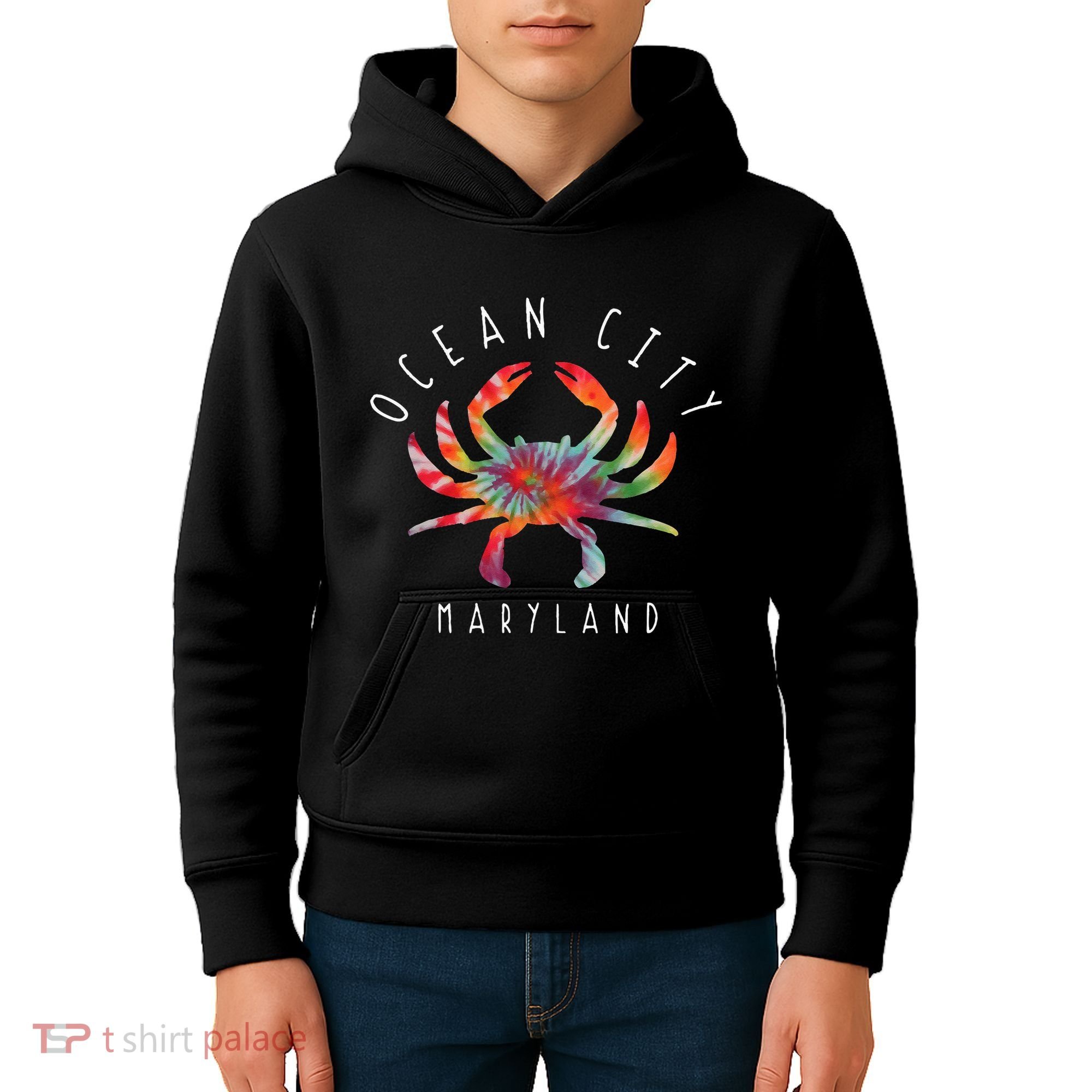 Ocean City Maryland Crab Tie Dye Summer Vacation Kids Hoodie