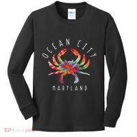 Ocean City Maryland Crab Tie Dye Summer Vacation Kids Long Sleeve Shirt thumb 0