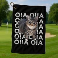 Oia Cat Meme I Wake Up Engage In Tomfoolery Oiia Cat Spinnin Golf Towel thumb 1