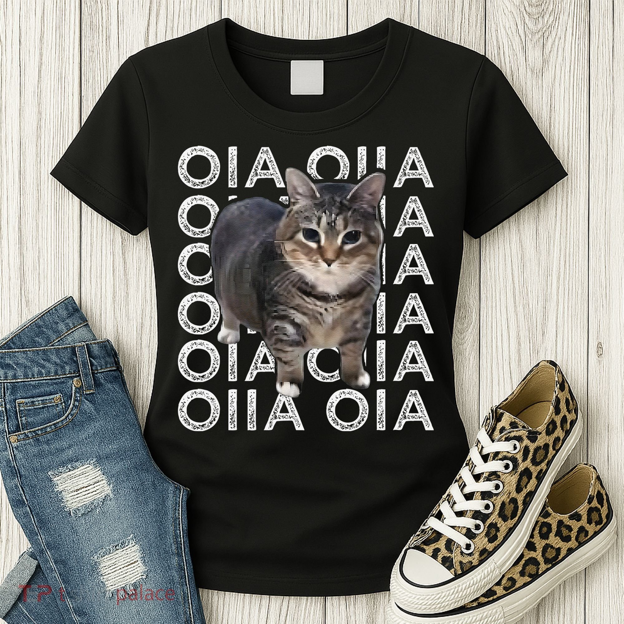 Oia Cat Meme I Wake Up Engage In Tomfoolery Oiia Cat Spinnin Women's T-Shirt