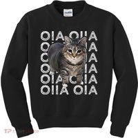 Oia Cat Meme I Wake Up Engage In Tomfoolery Oiia Cat Spinnin Kids Sweatshirt thumb 0