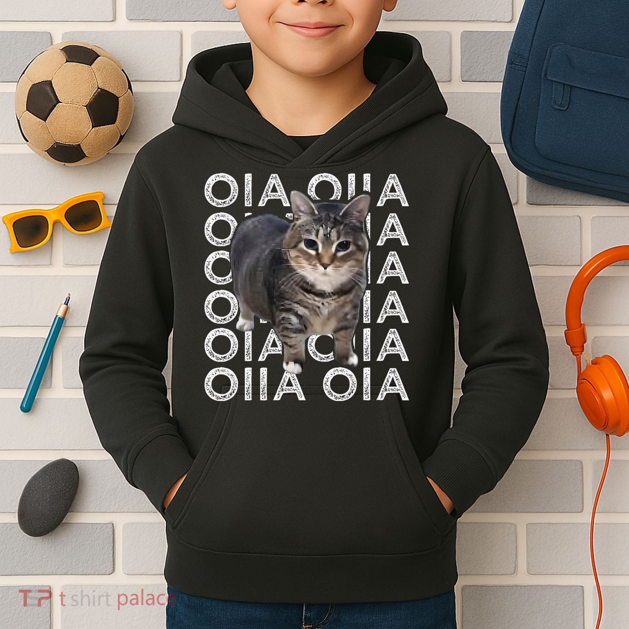 Oia Cat Meme I Wake Up Engage In Tomfoolery Oiia Cat Spinnin Kids Hoodie