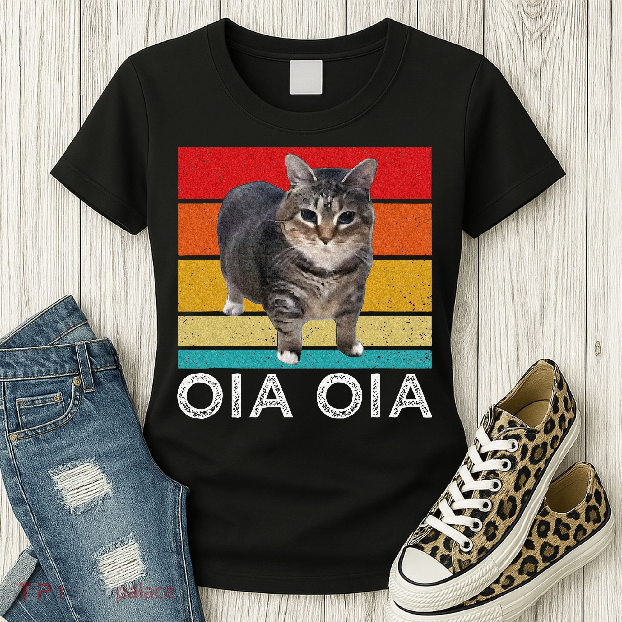 Oia Cat Meme I Wake Up Engage In Tomfoolery Oiia Cat Spinnin Women's T-Shirt