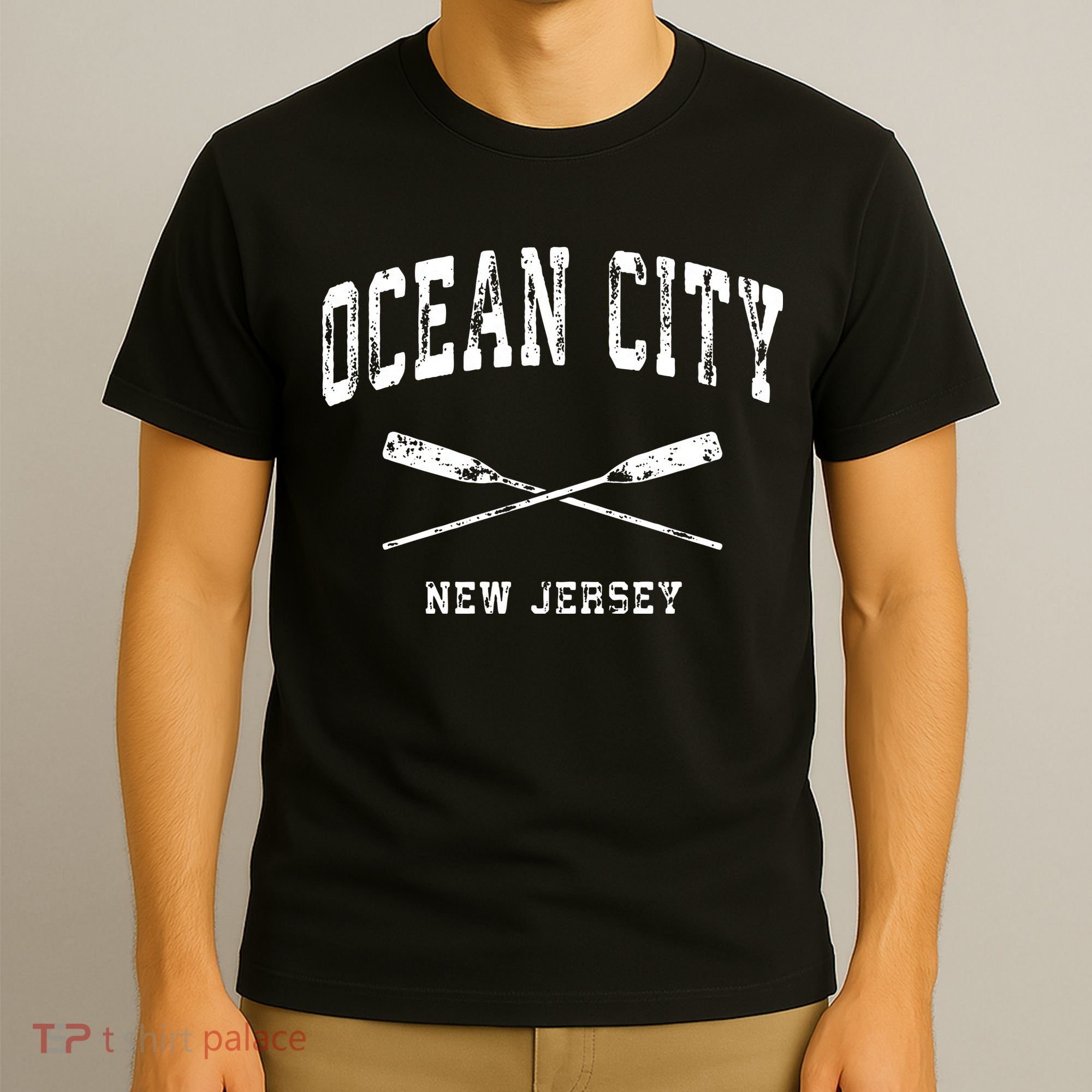 Ocean City New Jersey Vintage Nautical Crossed Oars T-Shirt