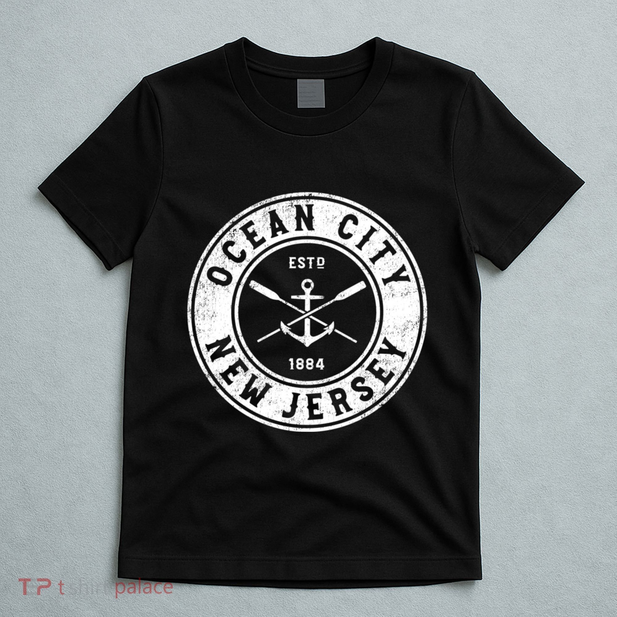 Ocean City New Jersey Nj Vintage Boat Anchor & Oars T-Shirt