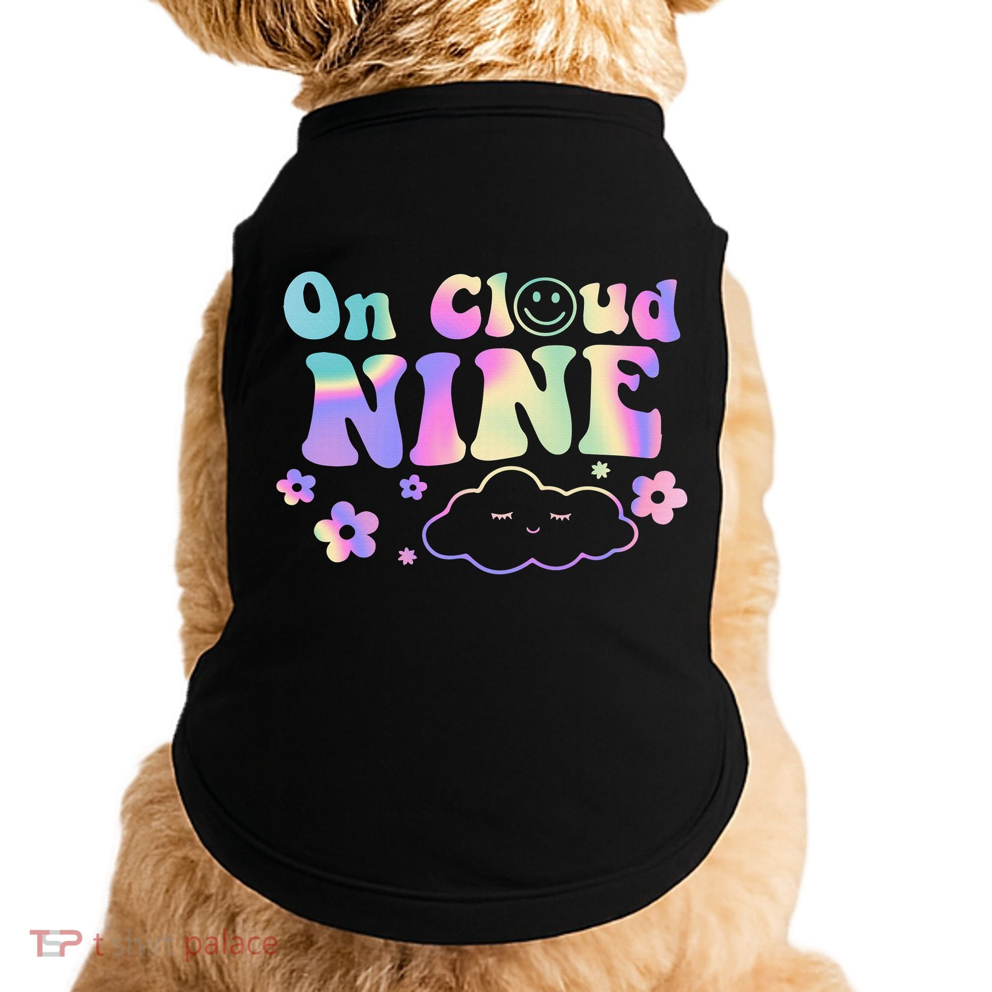 On Cloud Nine Flower Happy 9th Birthday 9 Years Old Funny Doggie Tank