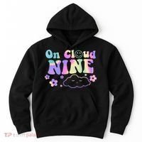 On Cloud Nine Flower Happy 9th Birthday 9 Years Old Funny Hoodie thumb 0