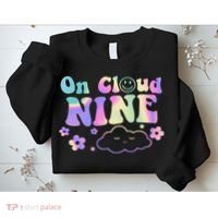 On Cloud Nine Flower Happy 9th Birthday 9 Years Old Funny Sweatshirt thumb 2