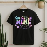 On Cloud Nine Flower Happy 9th Birthday 9 Years Old Funny T-Shirt thumb 2