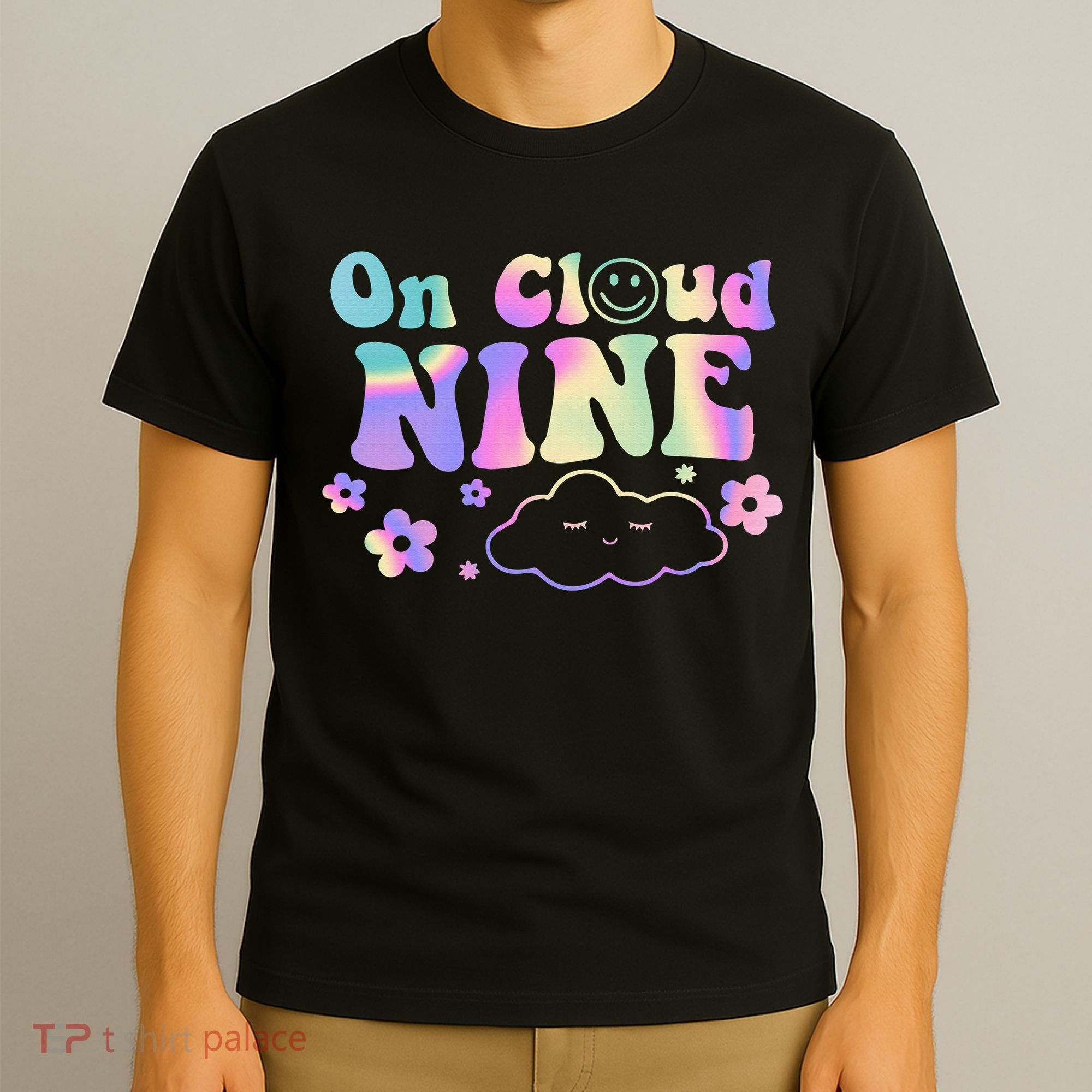 On Cloud Nine Flower Happy 9th Birthday 9 Years Old Funny T-Shirt