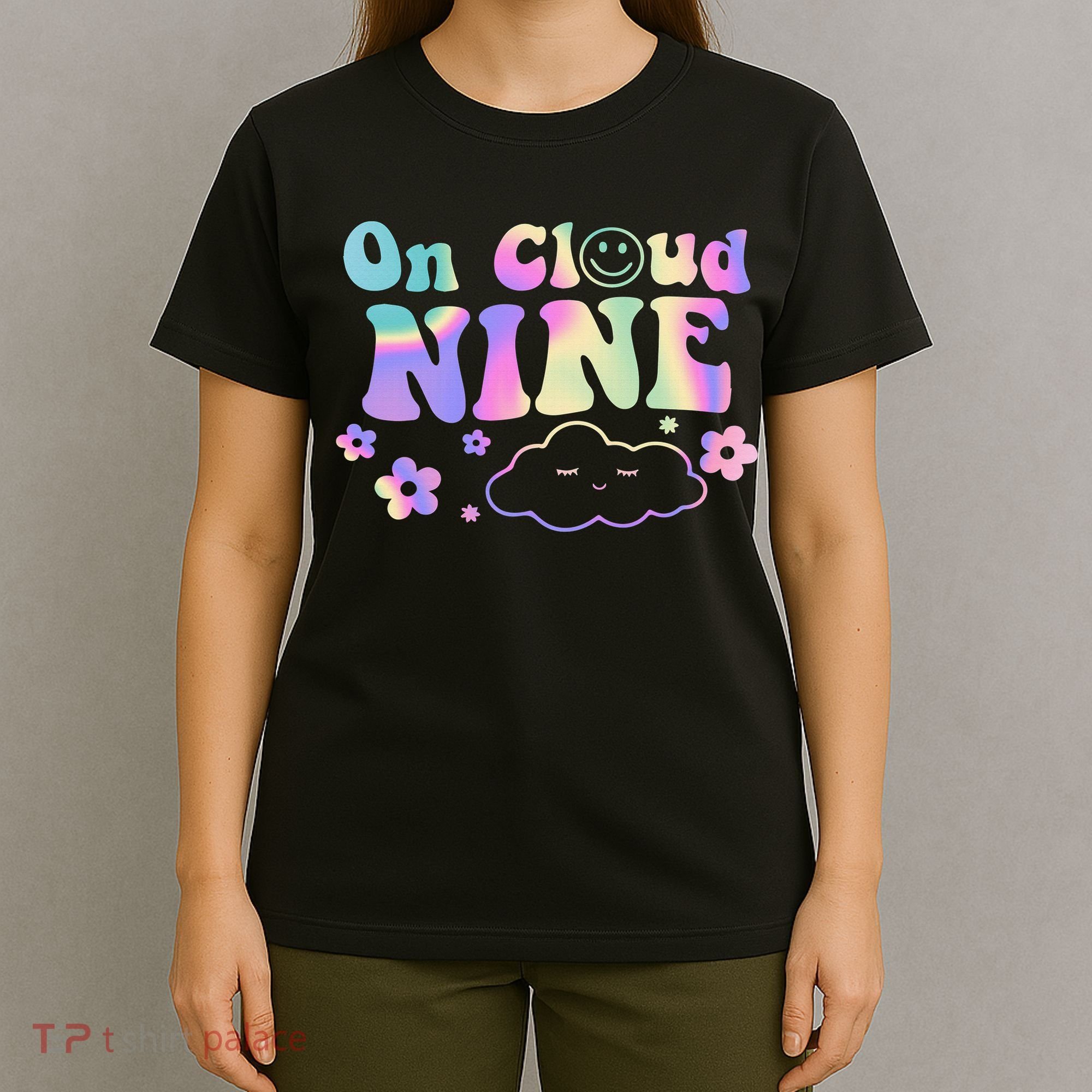 On Cloud Nine Flower Happy 9th Birthday 9 Years Old Funny T-Shirt