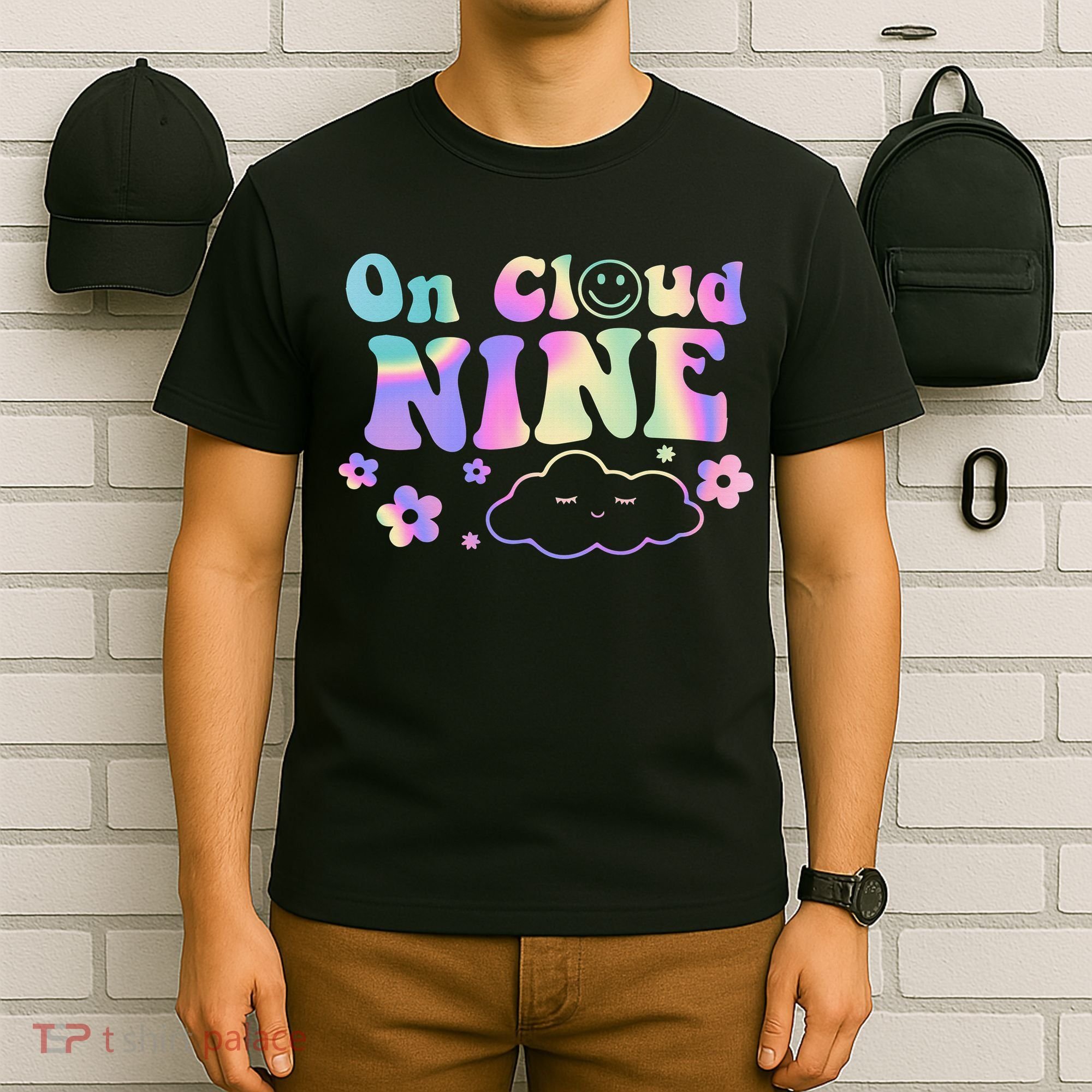 On Cloud Nine Flower Happy 9th Birthday 9 Years Old Funny T-Shirt
