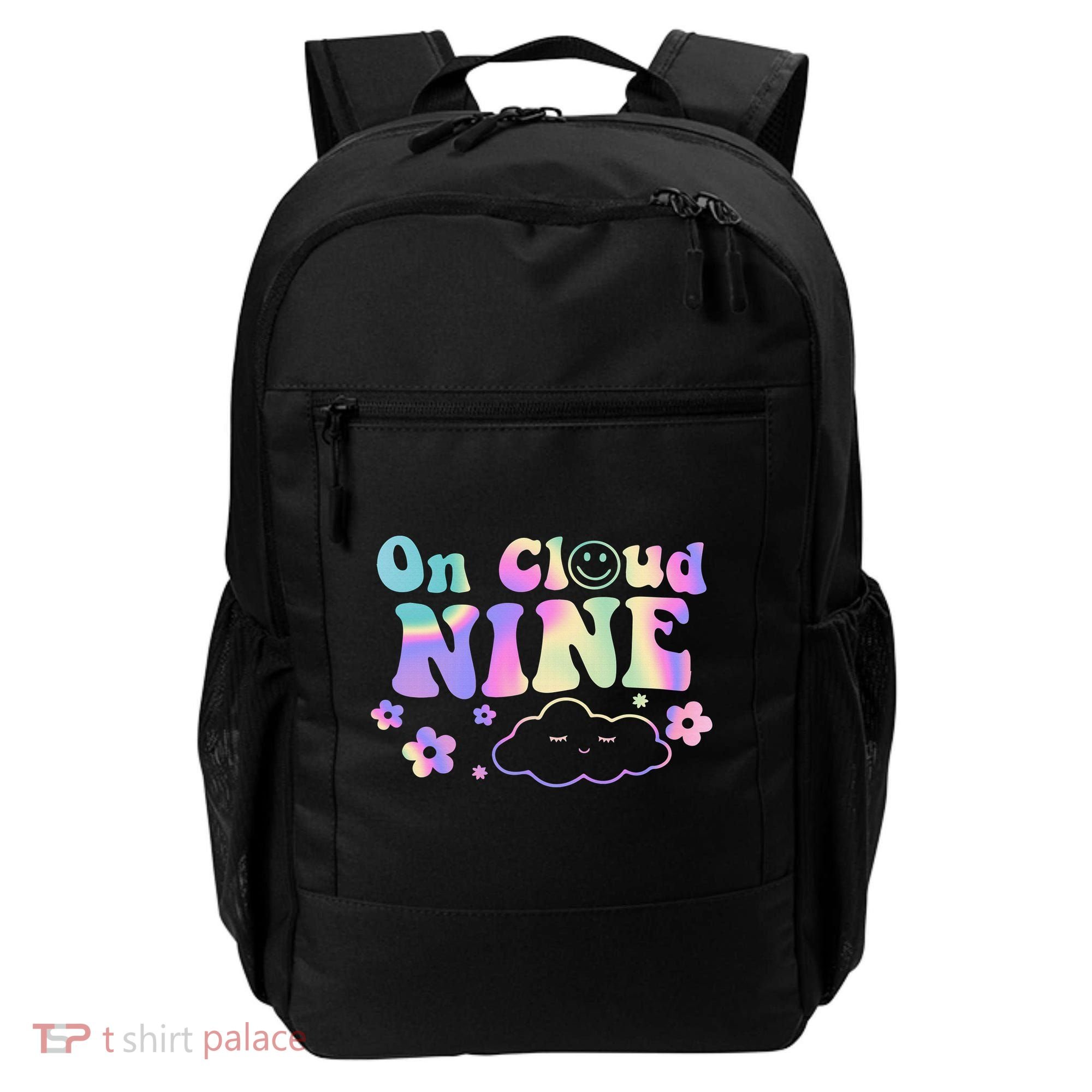 On Cloud Nine Flower Happy 9th Birthday 9 Years Old Funny Backpack