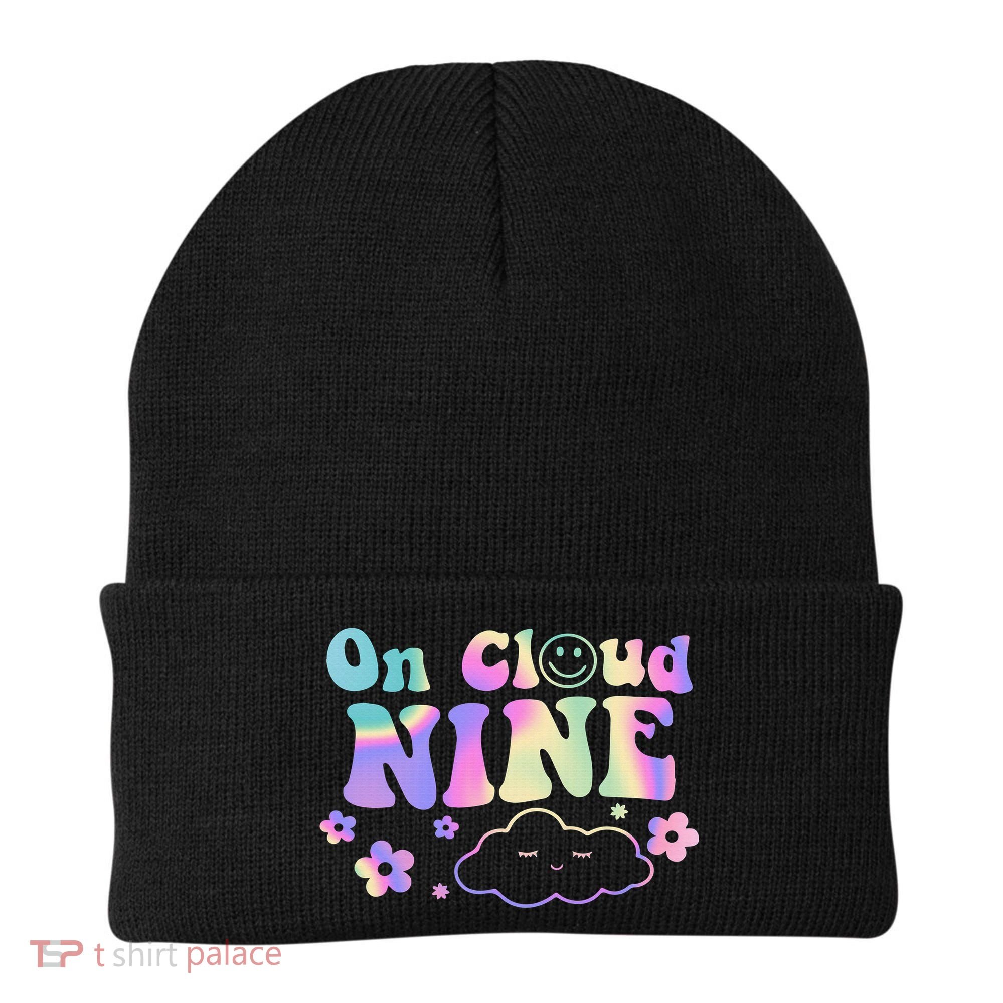 On Cloud Nine Flower Happy 9th Birthday 9 Years Old Funny Beanie