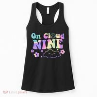 On Cloud Nine Flower Happy 9th Birthday 9 Years Old Funny Women's Tank Top thumb 0