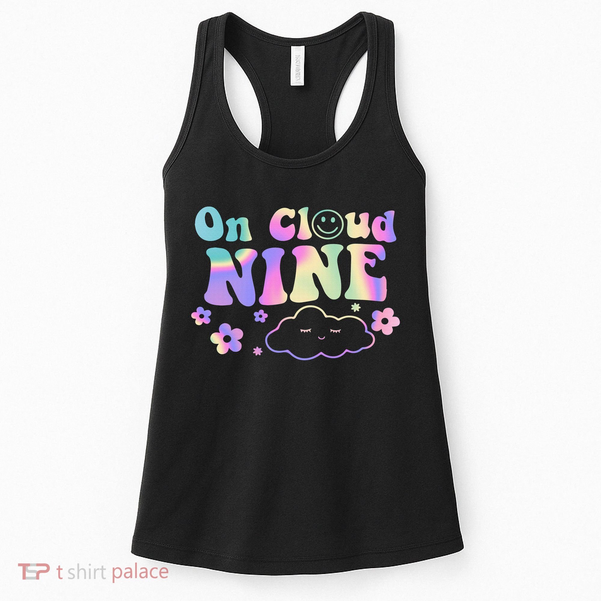 On Cloud Nine Flower Happy 9th Birthday 9 Years Old Funny Women's Tank Top