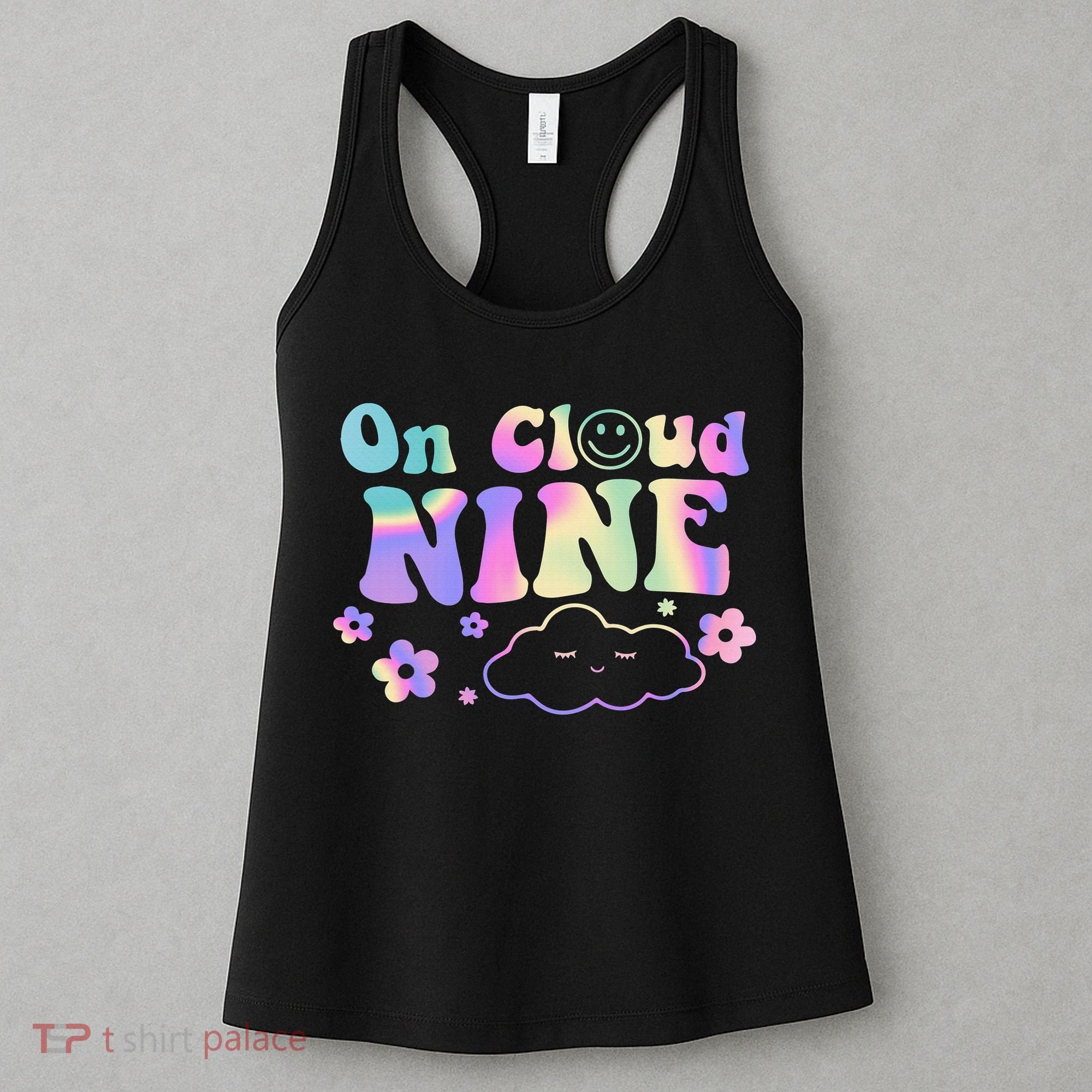 On Cloud Nine Flower Happy 9th Birthday 9 Years Old Funny Women's Tank Top