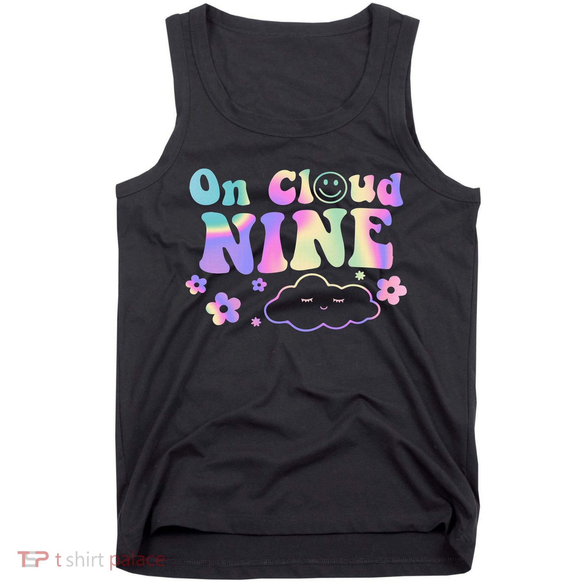 On Cloud Nine Flower Happy 9th Birthday 9 Years Old Funny Tank Top
