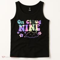 On Cloud Nine Flower Happy 9th Birthday 9 Years Old Funny Tank Top thumb 2
