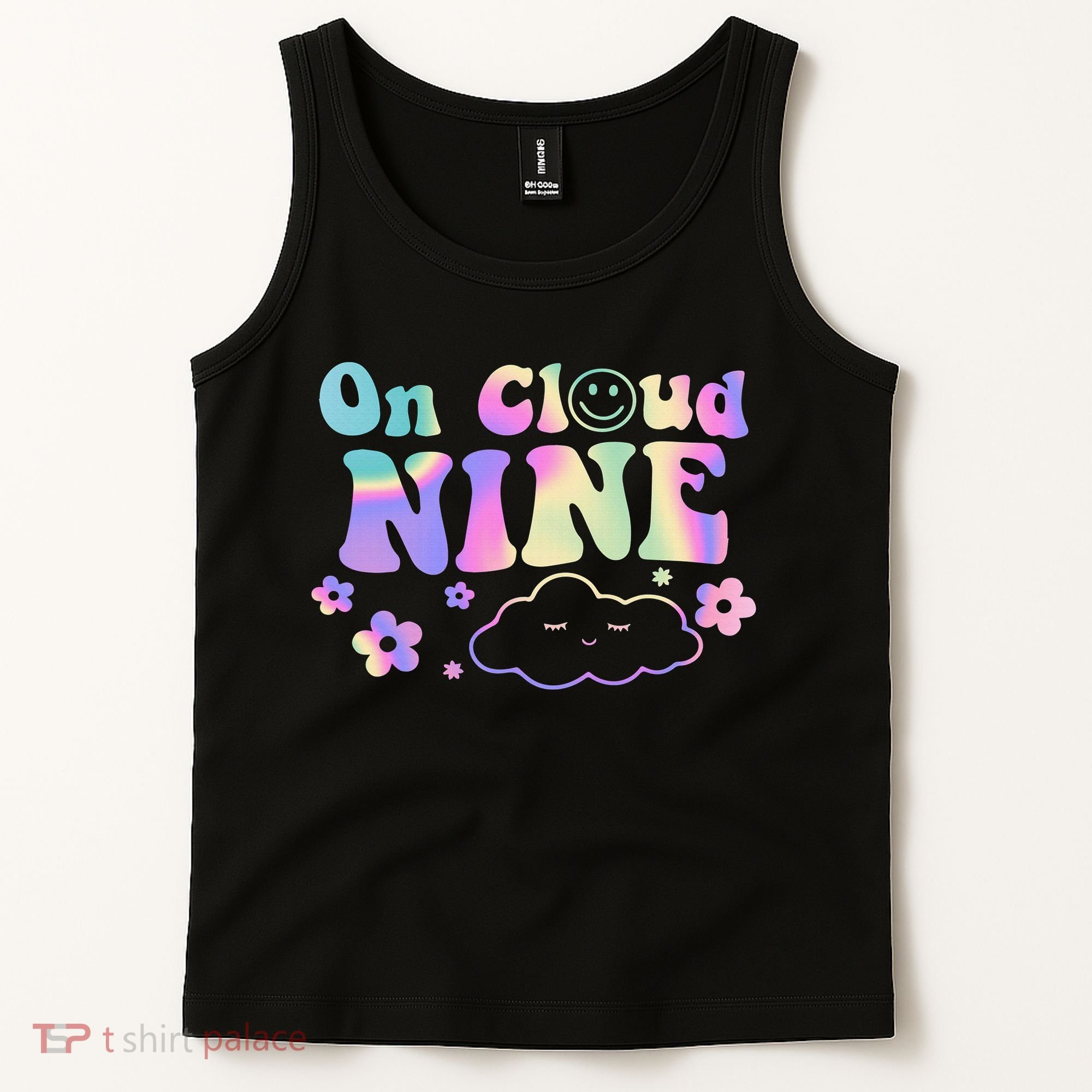 On Cloud Nine Flower Happy 9th Birthday 9 Years Old Funny Tank Top