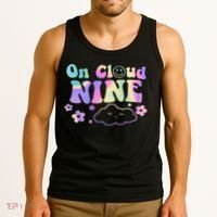 On Cloud Nine Flower Happy 9th Birthday 9 Years Old Funny Tank Top thumb 3