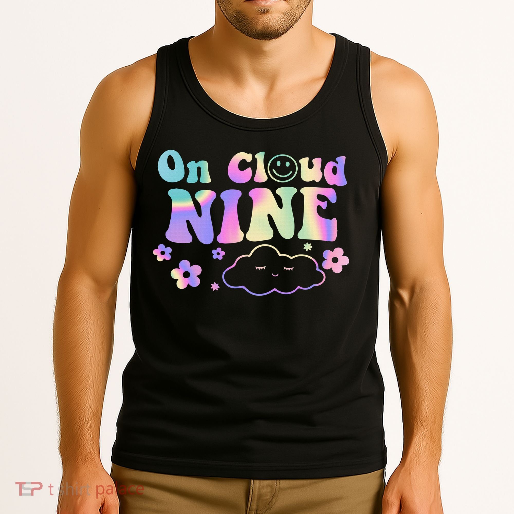 On Cloud Nine Flower Happy 9th Birthday 9 Years Old Funny Tank Top