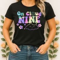 On Cloud Nine Flower Happy 9th Birthday 9 Years Old Funny Women's T-Shirt thumb 2